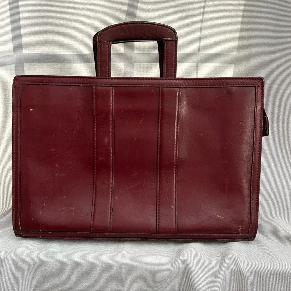 Vintage 1980’s Top Grain Leather Red Burgundy Portfolio Attaché Briefcase